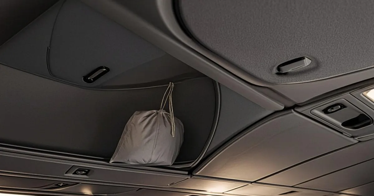 Ihram, bagage cabine rangé dans le coffre à bagages de l'avion