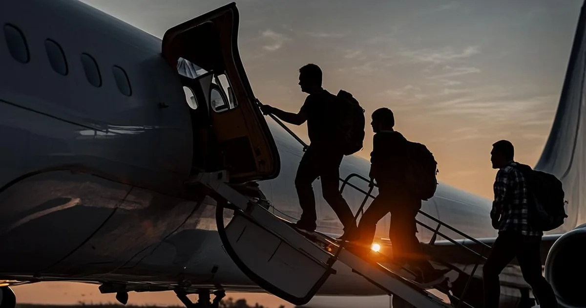 Omra Lille — embarquement en avion à l'heure dorée