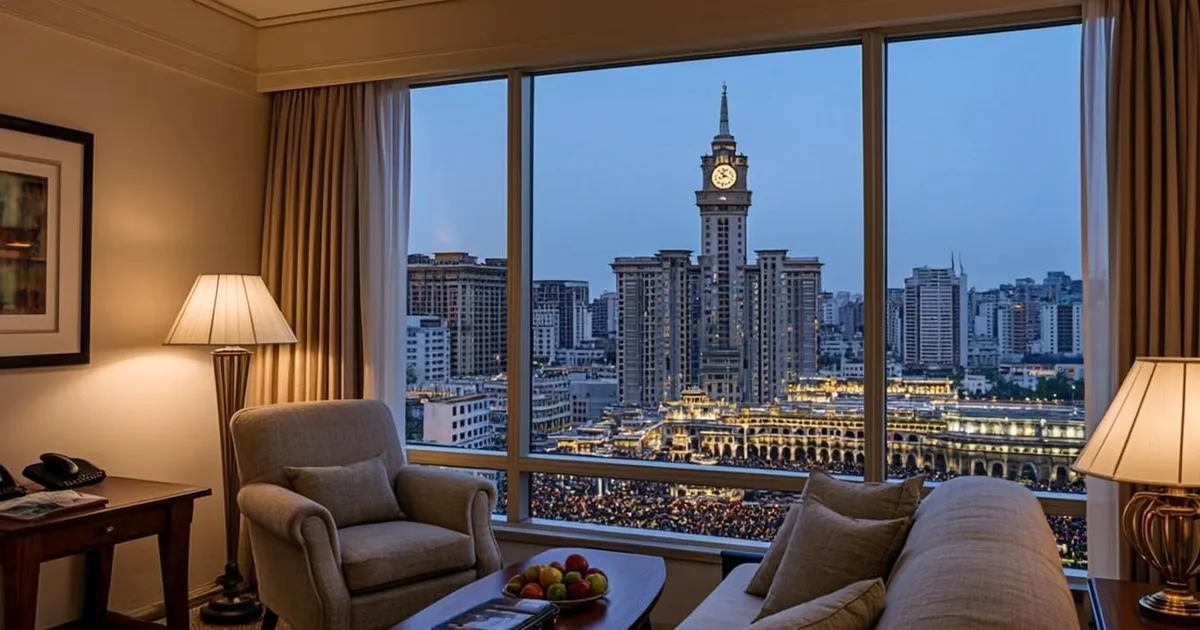 Prix omra Tours, chambre d'hôtel à La Mecque avec vue sur l'horloge