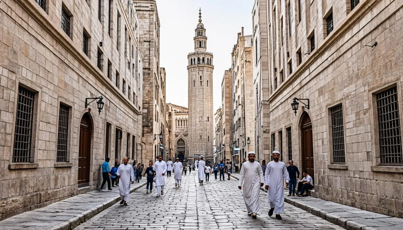Ruelle de Médine, entre hôtel et mosquée