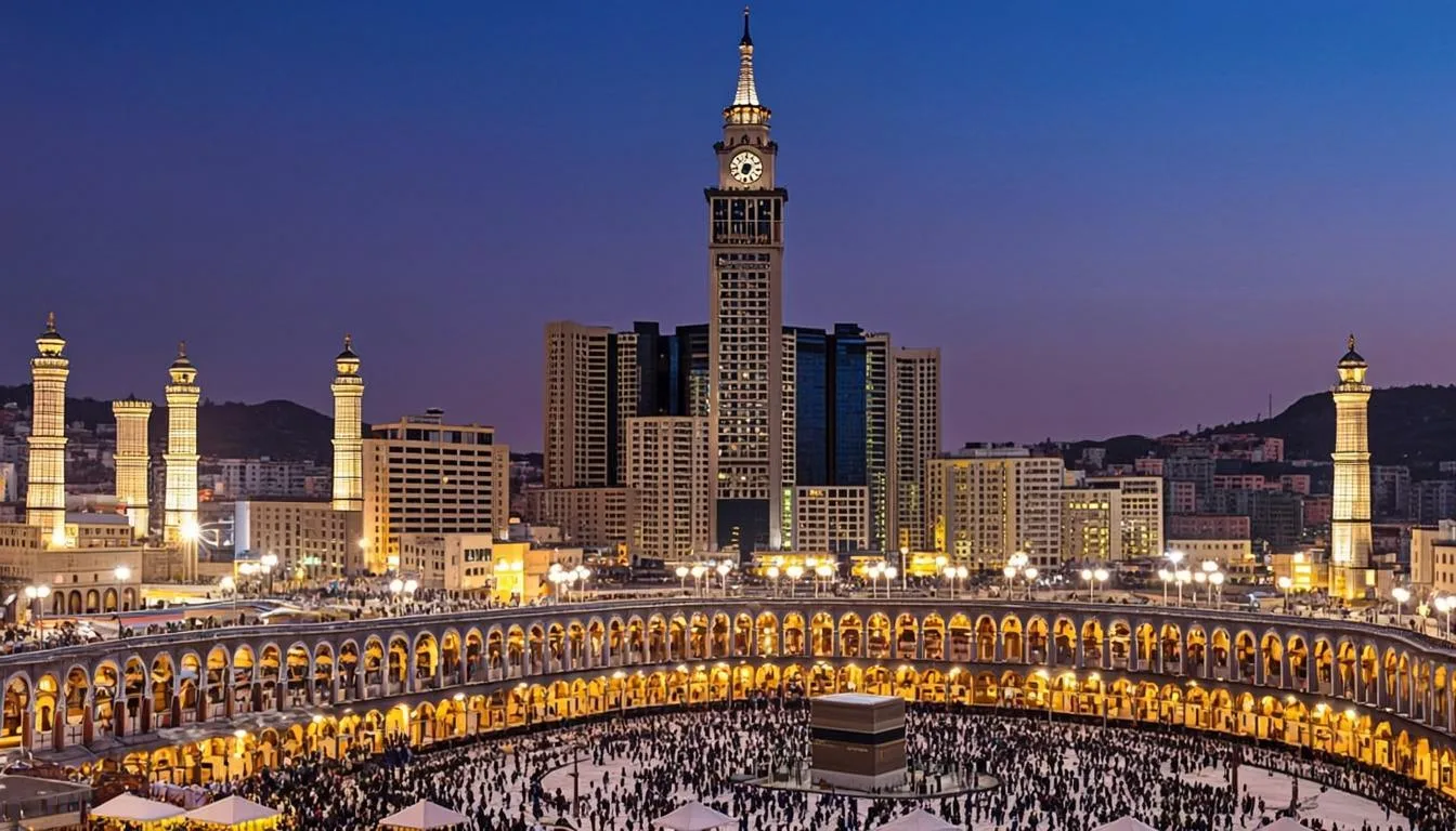 La Mecque la nuit depuis l'hôtel